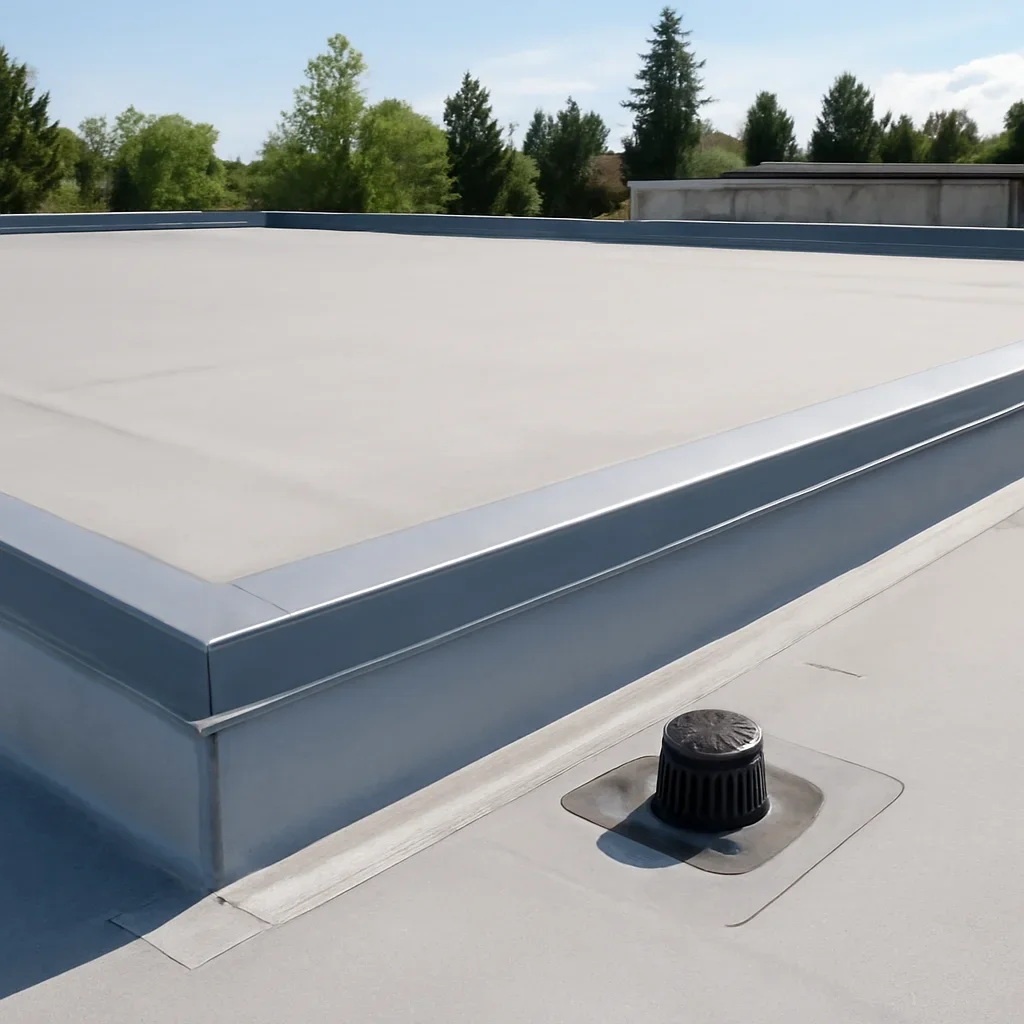 Completed roofing detail associated with what is the best roofing system for a commercial building?