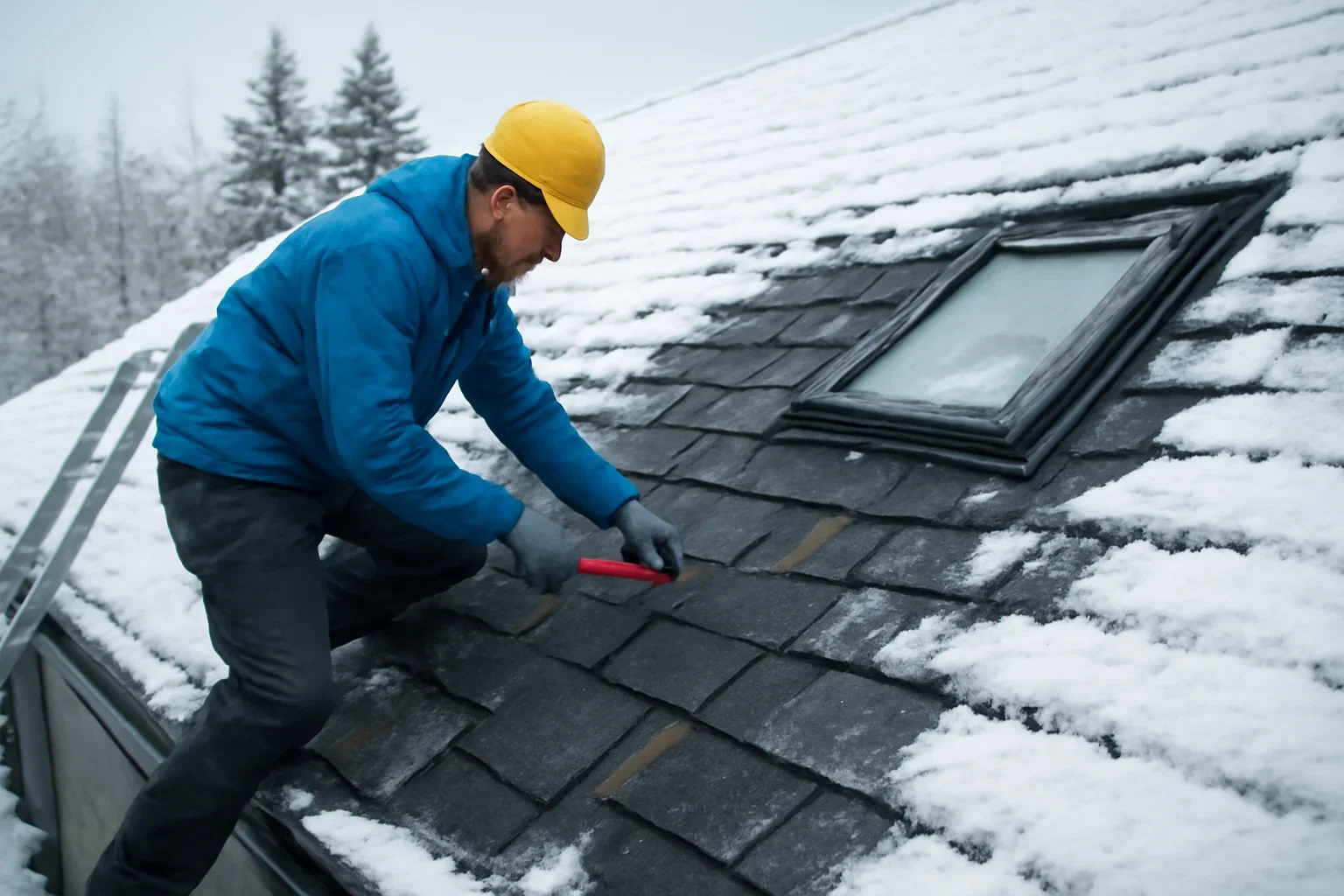 Professional roofing work related to winter roof repair